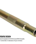 Durable Steel Tube For Five Eighth Inch Thread Rod Ends, Seven Eighths Inch Outer Diameter, Thirteen Inch Length, Zinc Plated For Corrosion Resistance, Dual Right Hand And Left Hand Threads For Quick Length Adjust, Knurled Grip For Easy Spinning, threaded end close-up