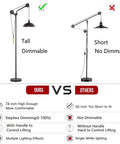 Comparison between Stepless Dimmable Industrial Floor Lamp With Pulley System and standard lamp, highlighting features.
