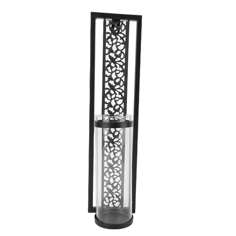 Vintage Hollow Out Metal Wall Sconce Kit Two Piece Candle Holder Set With Glass Covers For Living Room Bedroom Bathroom And Dining Area Easy Install Iron Wall Decor, black iron