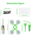 Dimensions and components of Windshield Chip And Crack Repair Kit With Suction Cup Bracket Glass Repair For Bulls Eye And Star Shaped Cracks Quick Easy DIY Fix For Car Windshield Chips Today