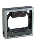 Rock Solid Box Spirit Level with steel frame, checking surface flatness for precision machining without bubbles.