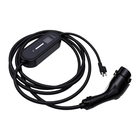 Plug And Play J1772 Level 1 Portable EV Charger Adjustable 6 To 16 Amps Weatherproof Electric Vehicle Plug Cord in black