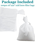Heavy Duty Cold Brew Coffee Filter Bags 100 Pack No Fuss Disposable Brewing Sacks For Big Batch Five Gallon 16"x20" size