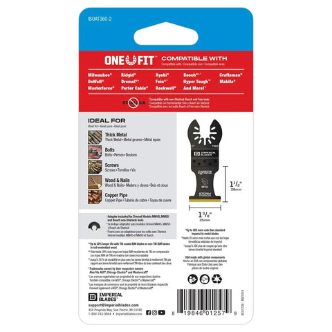 Badass Reciprocating Saw Blades One Three Eighth Inch Carbide Tipped Titanium Coated Metal Cutter detailed back packaging.
