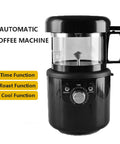 Electric Coffee Bean Roaster With Dual Roast And Cool Functions Automatic Hot Air Burner showcasing controls and see-through lid.