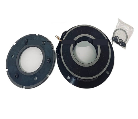 Two round electromagnetic brake units with black housings and mounting holes; DC24V 20W