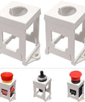 Two Pack 22mm Push Button Switch DIN Rail Mounting Bracket Adapter for Push Buttons and Potentiometers, shown in white
