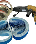 Badass Bbs-40a Pipe Polisher And Grinder Including 100 Sanding Belts Kit Variable Speed Belt Sander with belts for metal pipes.