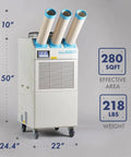 Indoor Outdoor Triple Duct Mobile Spot Cooler 22,184 BTU Industrial Grade With Oscillating Function R410A Refrigerant ETL Certified Portable Cooling Unit For Job Sites And Outdoor Areas