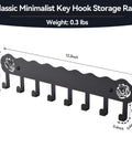 Adhesive Wall Key Holder With 8 Hooks No Drill Key Rack Easy Install Matte Black Finish For Entryway Kitchen Hallway RV Durable Key Organizer