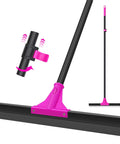 Heavy Duty Floor Squeegee With 18 Inch Wide Head And 58.3 Inch Telescoping Handle Rubber Foam Water Scraper in pink and black