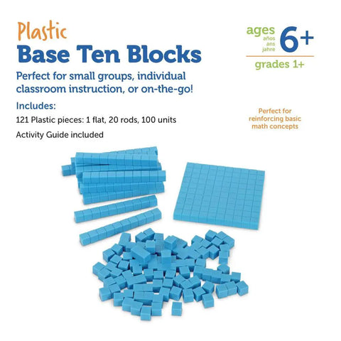 Base Ten Blocks Smart Pack 121 Pieces For Hands On First Grade Math Practice Ages 6 Plus Educational Toys on white background