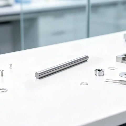 Real Deal Heavy Duty 5 Pack 5Mm X 100Mm Stainless Steel Precision Shaft Rod on a workbench with other RC car parts.