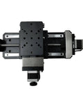 XZ Two Axis Motorized Electric Linear Stage featuring 400 mm stroke and 60 mm vertical lift, top view showing precision components.