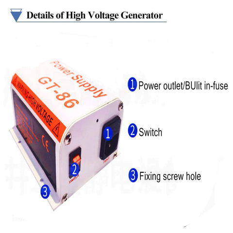 Ionizing Air Bar For Static Control With 12kV High Voltage Generator 110V 80cm Long Heavy Duty Upgraded Dense Ionization Needles For Better Static Elimination High Efficiency Anti Static Bar For Industrial Use control unit with power outlet, switch, and fixing screw hole