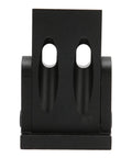 15 Degree Wood Punch Locator Tool front view, aluminum alloy, features dual holes for precise angled dowel placement.