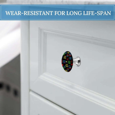 Video Game Weapon Themed Badass Cabinet Knobs And Drawer Pulls Set With 2 Pieces on white cupboard