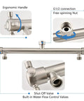 Double Shower Head With Built In Valve For High Pressure Showering 6 Settings Dual Shower Head Design brushed nickel valves