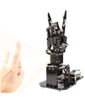 Palm Robot Manipulator With Visual Somatosensory Recognition And Pi Programming For A Hands On AI Vision Learning Drawing And Imitation Through Multiple Control Methods Ideal For Coding Projects And Prototyping, black metal hand