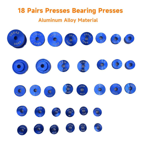 Pro Grade Bike Bearing Press Kit With 35 Adapters, Headset Press Tool, blue aluminum alloy components display