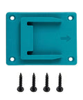 Space Saving Wall Mounted Power Tool Rack for Cordless Drills and Impact Drivers with screws visible in blue.