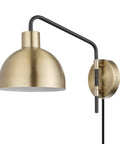 Vintage Industrial 1 Light Wall Sconce Plug In Or Hardwire With Antique Brass And Matte Black Accent Fabric Cord And In Line On Off Switch Cool Vintage Vibe Reading Light For Kitchen Or Bedroom Everyday Use