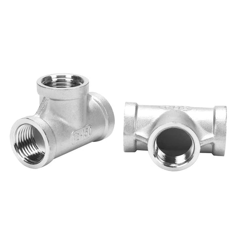 Stainless Steel Tee Fitting Half Inch NPT Female Three Way Connector For Plumbing And Industrial Use High Quality Durable Corrosion Resistant