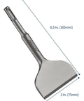 SDS Plus Tile Removal Cranked Bent Chisel Bit Three Inch Wide Six And A Half Inch Long Alloy Steel with Measurements