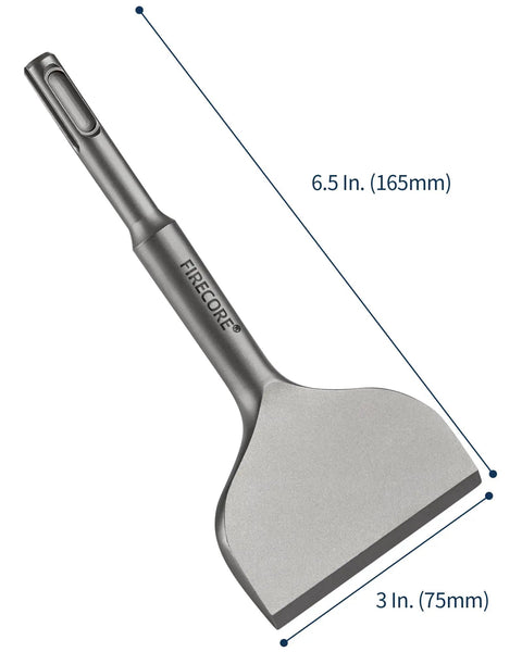 SDS Plus Tile Removal Cranked Bent Chisel Bit Three Inch Wide Six And A Half Inch Long Alloy Steel with Measurements