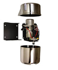 Chrome Bandit Electric Vacuum Pump 12 Volt Underhood Kit showcases chrome housing, rotary vane pump, and mounting plate.