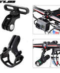 CNC Aluminum Bicycle Handlebar Stem Mount Rack For Sports Cameras With Quick Release And Headlight Bracket Anodized Black Rugged Rig For Road And Mountain Bikes