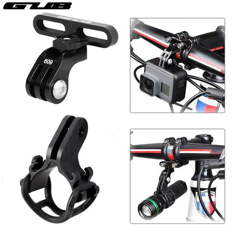 CNC Aluminum Bicycle Handlebar Stem Mount Rack For Sports Cameras With Quick Release And Headlight Bracket Anodized Black Rugged Rig For Road And Mountain Bikes