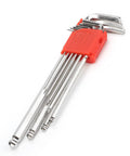 High Grade Chrome Vanadium Metric Hex Key Set Wrench Tool Kit With Case Sizes 1.5mm To 10.0mm, red holder