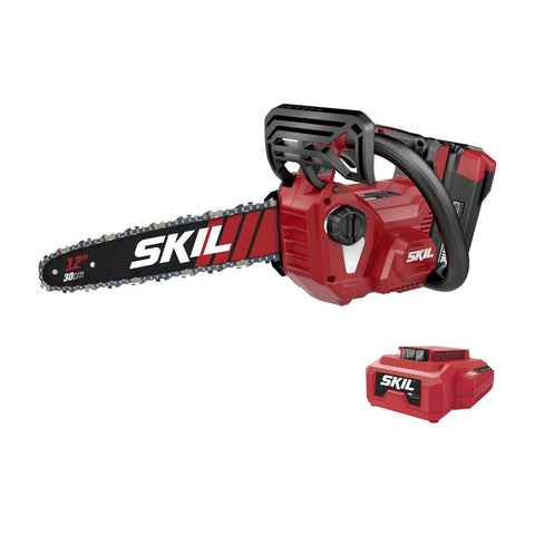 Cordless 12-Inch Chainsaw Kit With 40V Power Core 40 Battery, 2.0Ah, And Fast Charger, shown with battery