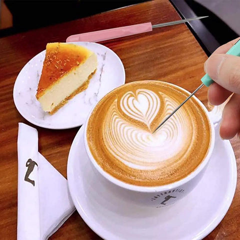 Next Level Cookie Scribe Needles For Home Bakers, 5.2 Inch Precision Icing Art Pins with comfy pink grip used for latte art.