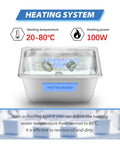 Digital Ultrasonic Cleaner 3 Liter Tank With Heating And Timer features a stainless steel heating system for efficient cleaning.