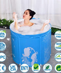 Woman using Portable Bathtub With Cover For Adults, Folding Spa Soak Tub, 31 Inch Freestanding Soaking Tub, Non Inflatable Ice Bath