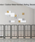 Badass Black Wrought Iron Balustrade Kit Featuring Five Sleek Panels For Indoor Outdoor Deck Railing Systems with stylish design.