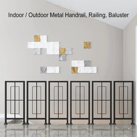 Badass Black Wrought Iron Balustrade Kit Featuring Five Sleek Panels For Indoor Outdoor Deck Railing Systems with stylish design.