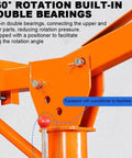 Heavy Duty Electric Hoist Crane With Adjustable Boom And Four Rolling Casters 500Kg Workshop Engine Lifter showing 360° rotation built-in double bearings.