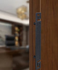 Two Sided Stainless Steel Barn Door Pull Handle For Interior And Exterior Use Oriental Traditional Style installed on wood door