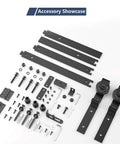 48 Inch Bifold Barn Door Hardware Kit For Two Doors In Black Finish With Corrosion Resistant Carbon Steel Construction components