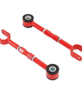 Adjustable Rear Traction Rod Kit For Nissan 350Z Z33 And Infiniti G35 Coupe Sedan Tighten Up Handling And Stability With Precision Steering Steel Radius Arms Powder Coated Red, red steel pair