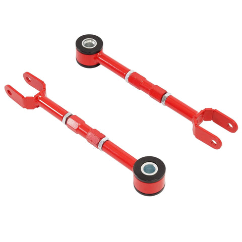 Adjustable Rear Traction Rod Kit For Nissan 350Z Z33 And Infiniti G35 Coupe Sedan Tighten Up Handling And Stability With Precision Steering Steel Radius Arms Powder Coated Red, red steel pair