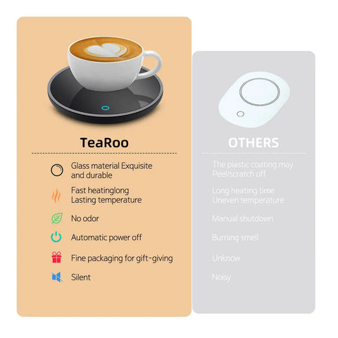 Smart Electric Coffee Mug Warmer With Dual Temperature Settings And Auto Shut Off Keeps Your Daily Brew Absolutely Fire All Day Long The Ultimate Desk Essential For Hot Coffee Tea Or Milk with a ceramic cup on a black base