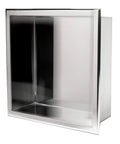 Polished Stainless Steel Square Bath Shower Niche 12 x 12 Inch, Single Shelf, Ready To Mount, Fully Finished Wall Inset Organizer