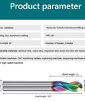 Diagram showing product parameters of Extra Long DLC Coated Ball Nose End Mill One Eighth Inch Two Flute Carbide Cutter.