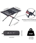 Ultralight Camping Table With Cup Holder And Carry Bag, Foldable Aluminum Backpacking Table For Camping with dimensions and weight