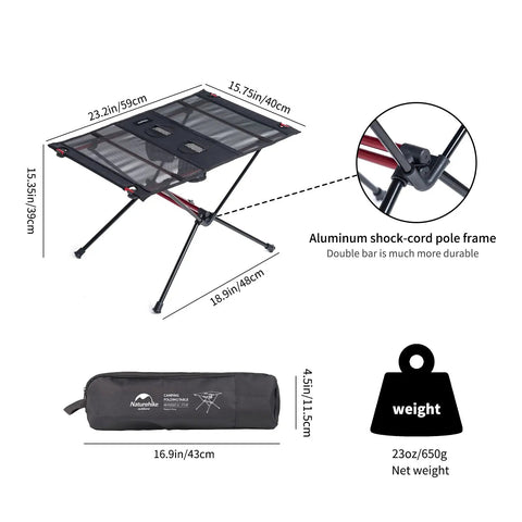 Ultralight Camping Table With Cup Holder And Carry Bag, Foldable Aluminum Backpacking Table For Camping with dimensions and weight