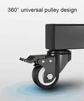 Straight Up Solid Rolling TV Cart With Height Adjustable Monitor Arms And Heavy Duty Mobile Entertainment Stand On Smooth Glide Casters close-up of 360° universal pulley wheel functionality.